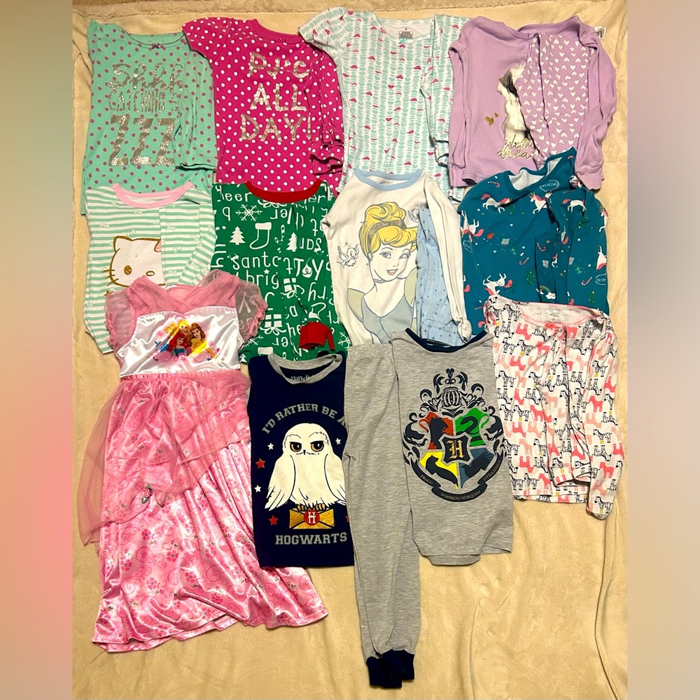 Set of 11 Girls Pajamas Size 6